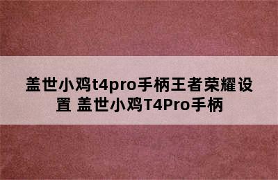 盖世小鸡t4pro手柄王者荣耀设置 盖世小鸡T4Pro手柄